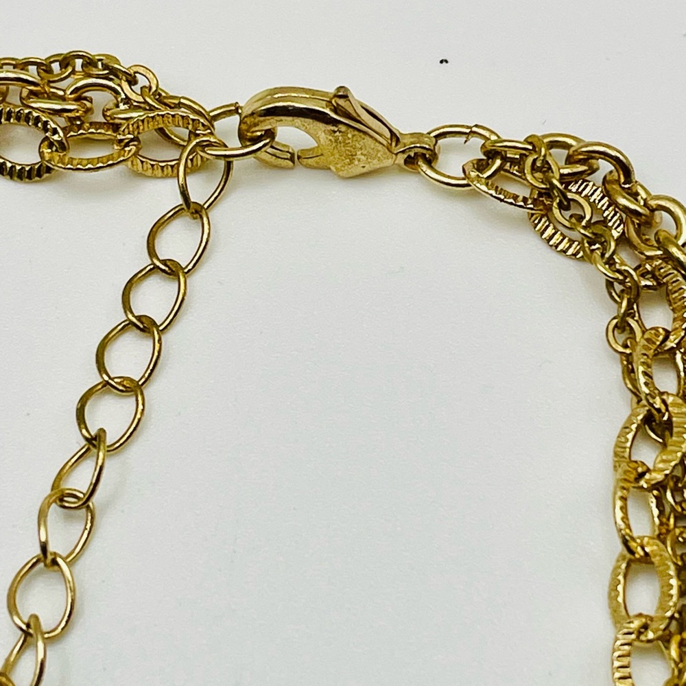 Gray Beaded Multi Row Drape Layered Necklace. Gol… - image 6